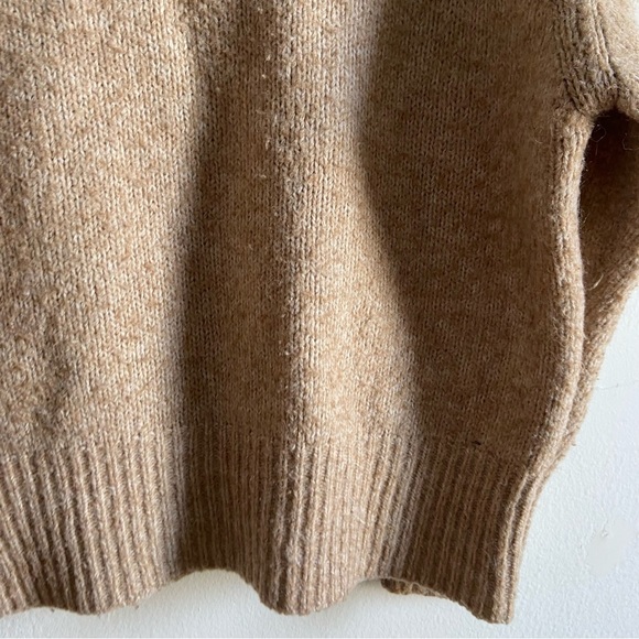 ZARA tan wool alpaca blend relaxed fit chunky knit sweater - Picture 4 of 11